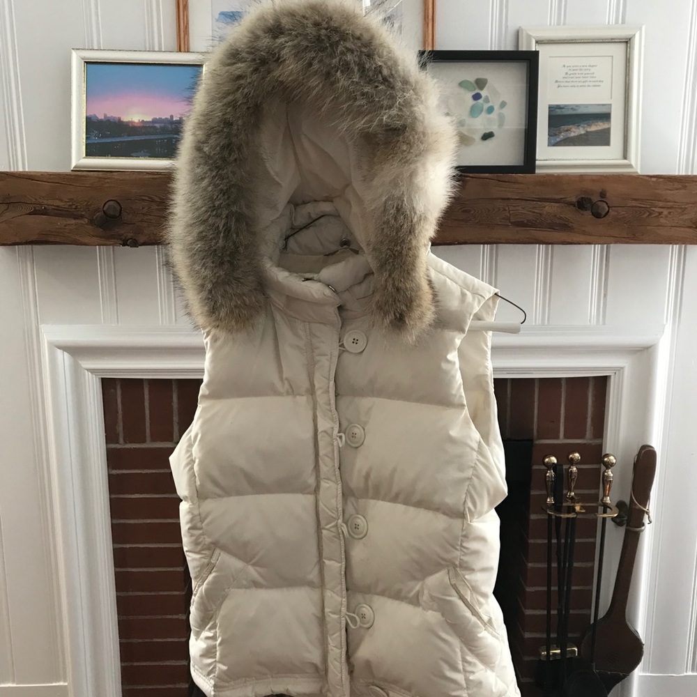 J Crew down vest with feather trim